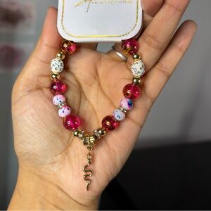 ✨5/$25 Deal!✨ Pink Beaded Snake Charm Bracelet